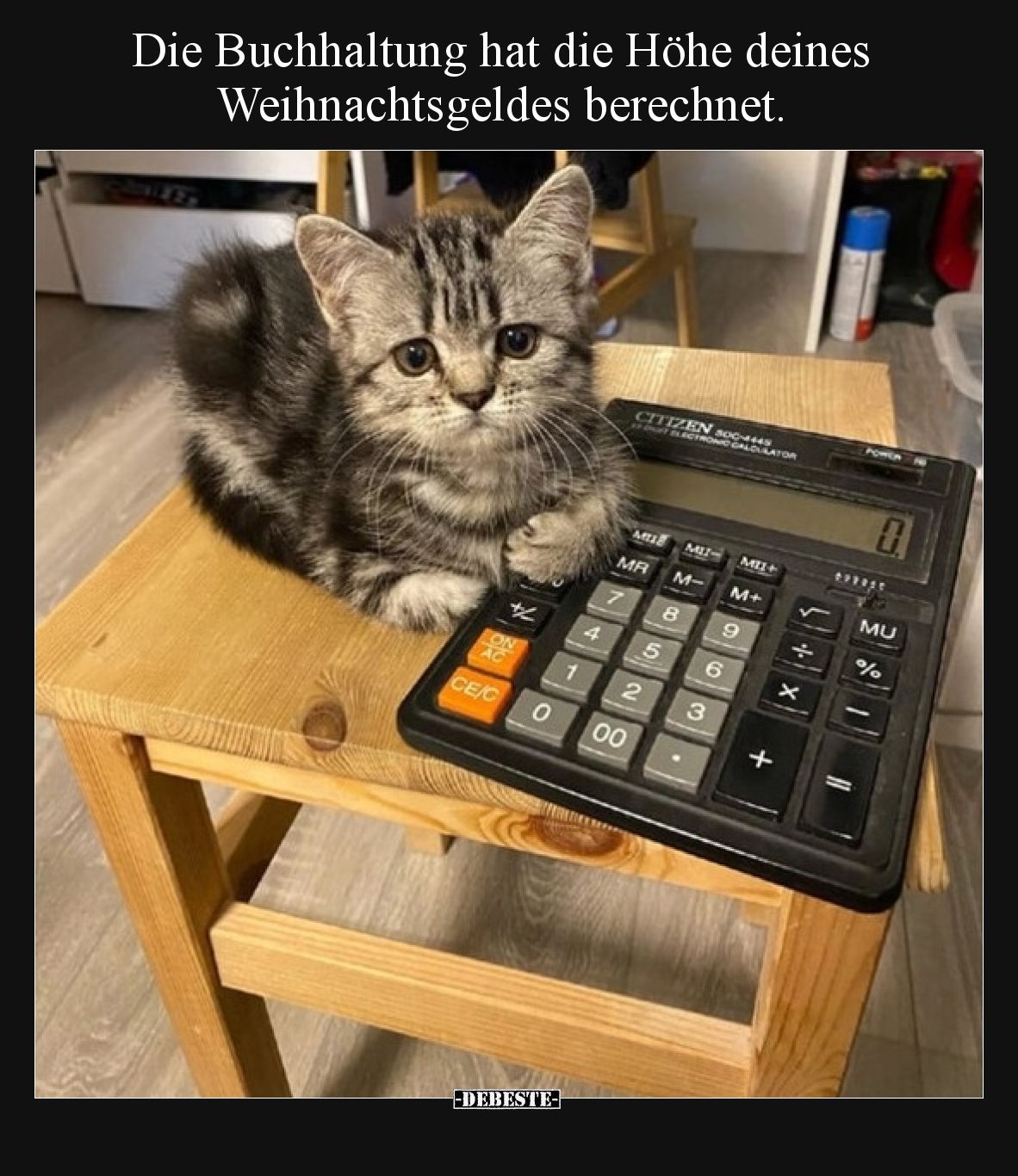 Die Buchhaltung hat die Höhe deines Weihnachtsgeldes berechnet.