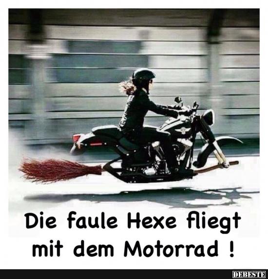 Die faule Hexe fliegt mit dem Motorrad! - Lustige Bilder | DEBESTE.de