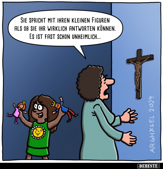 Sie spricht mit ihren kleinen Figuren.. - Lustige Bilder | DEBESTE.de