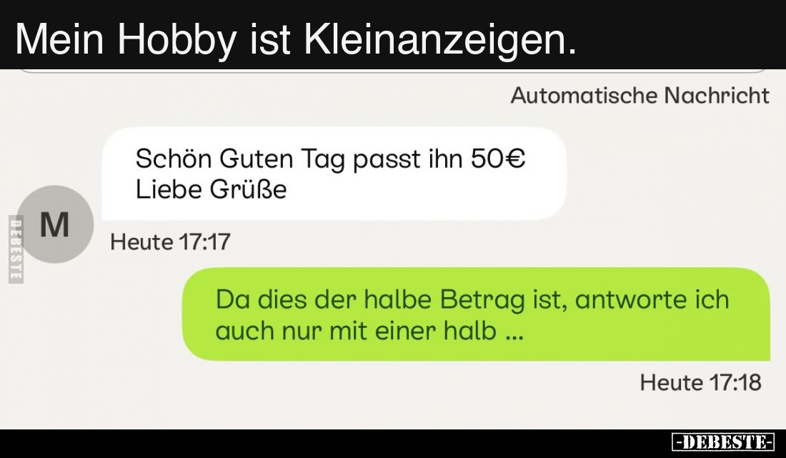 Mein Hobby ist Kleinanzeigen.