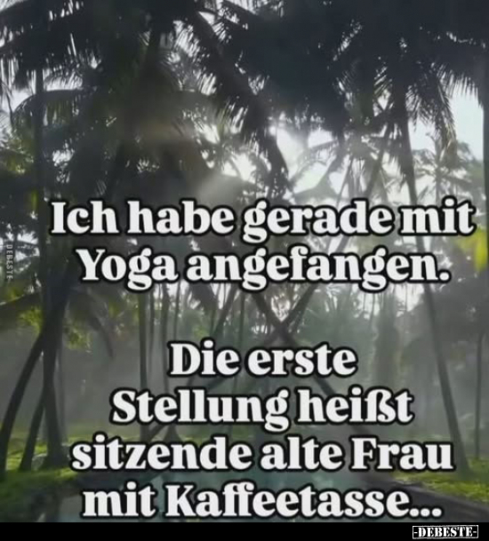 Yoga, Alte, Frau, Kaffeetasse