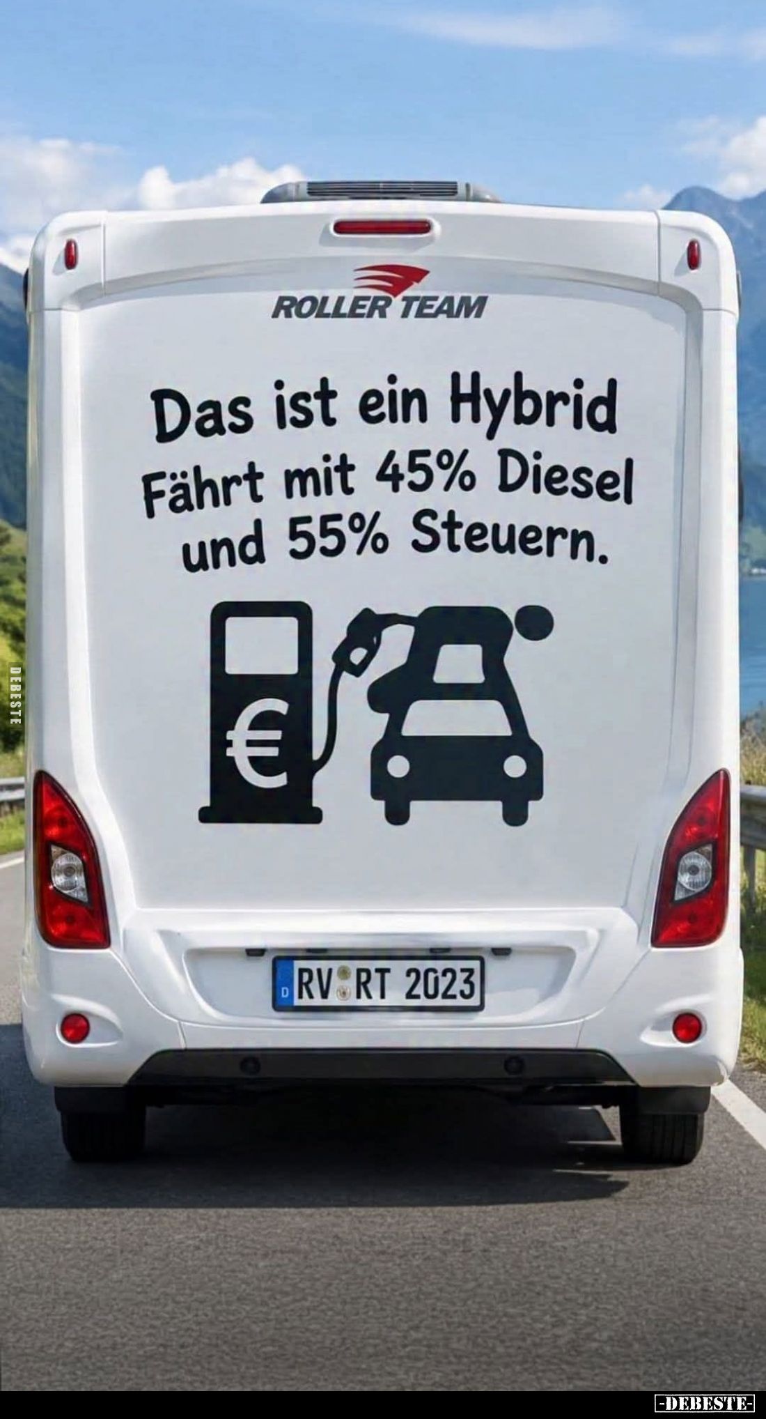 Das ist ein Hybrid. Fährt mit 45% Diesel und 55% Steuern.