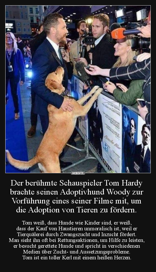 Der berühmte Schauspieler Tom Hardy brachte seinen.. - Lustige Bilder | DEBESTE.de