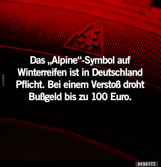 Das "Alpine"-Symbol auf Winterreifen ist in Deutschland.. - Lustige Bilder | DEBESTE.de