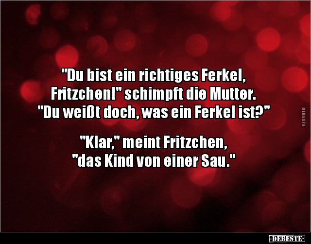 "Du bist ein richtiges Ferkel, Fritzchen!" schimpft die.. - Lustige Bilder | DEBESTE.de