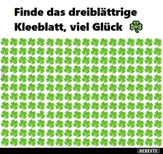 Finde das dreiblättrige Kleeblatt, viel Glück... - Lustige Bilder | DEBESTE.de