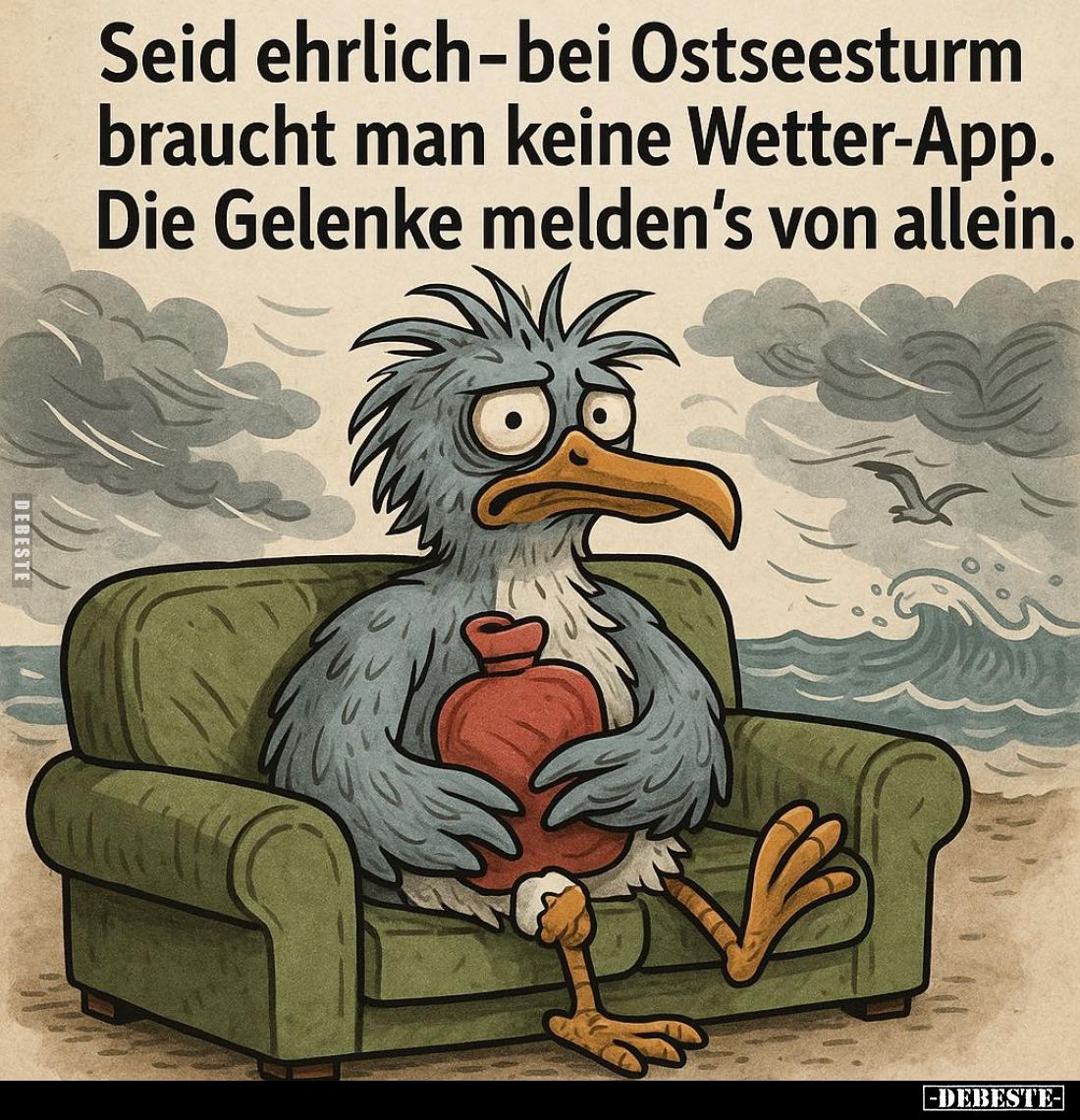 Seid ehrlich-bei Ostseesturm braucht man keine Wetter-App. Die Gelenke melden's von allein.
