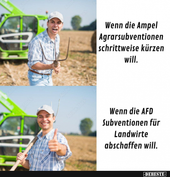 Wenn die Ampel Agrarsubventionen schrittweise kürzen will - Lustige Bilder | DEBESTE.de