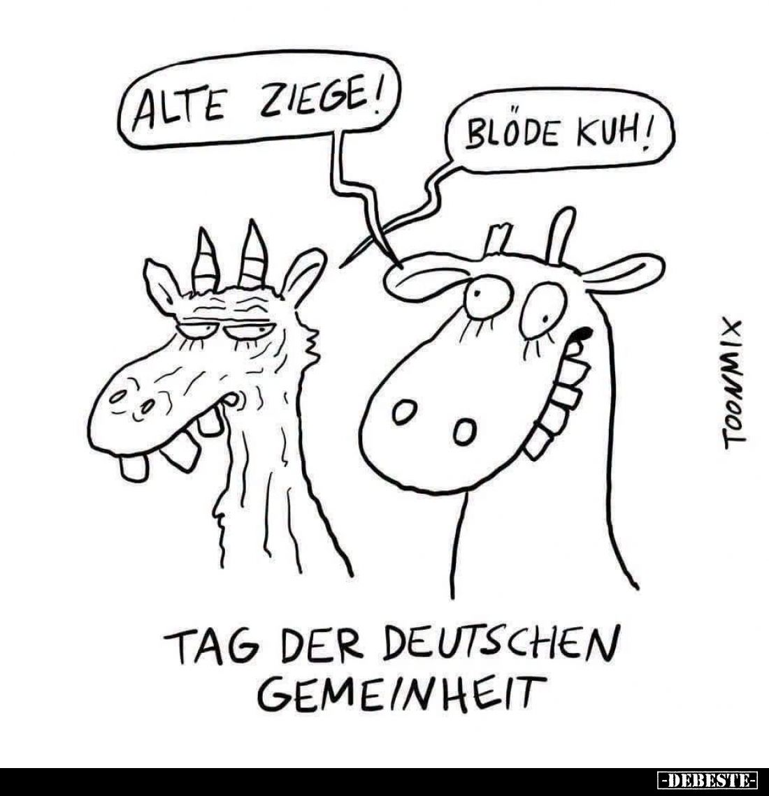 Alte Ziege!
Blöde Kuh!
Tag der Deutschen Gemeinheit.