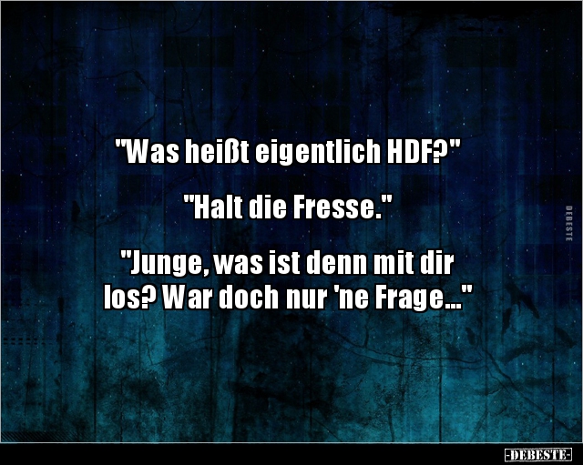 "Was heißt eigentlich HDF?" "Halt die Fresse." - Lustige Bilder | DEBESTE.de
