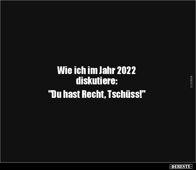 Wie ich im Jahr 2022 diskutiere:  "Du hast Recht.." - Lustige Bilder | DEBESTE.de