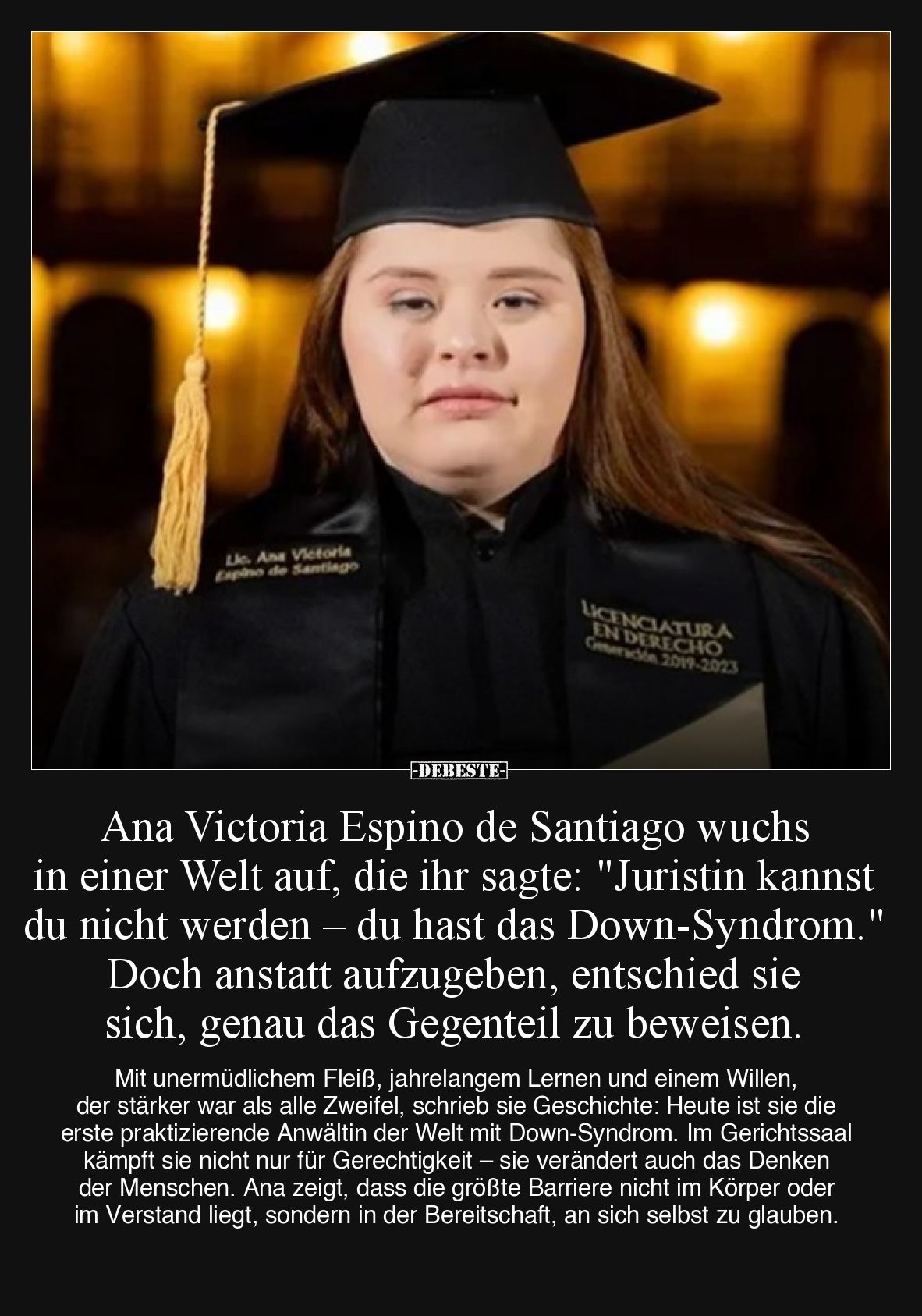 Ana Victoria Espino de Santiago wuchs in einer Welt auf, die ihr sagte: "Juristin kannst du nicht werden – du hast das D...