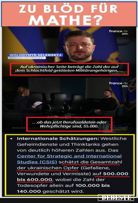 Könnte Selenski mal einer Mathe lernen ? - Lustige Bilder | DEBESTE.de