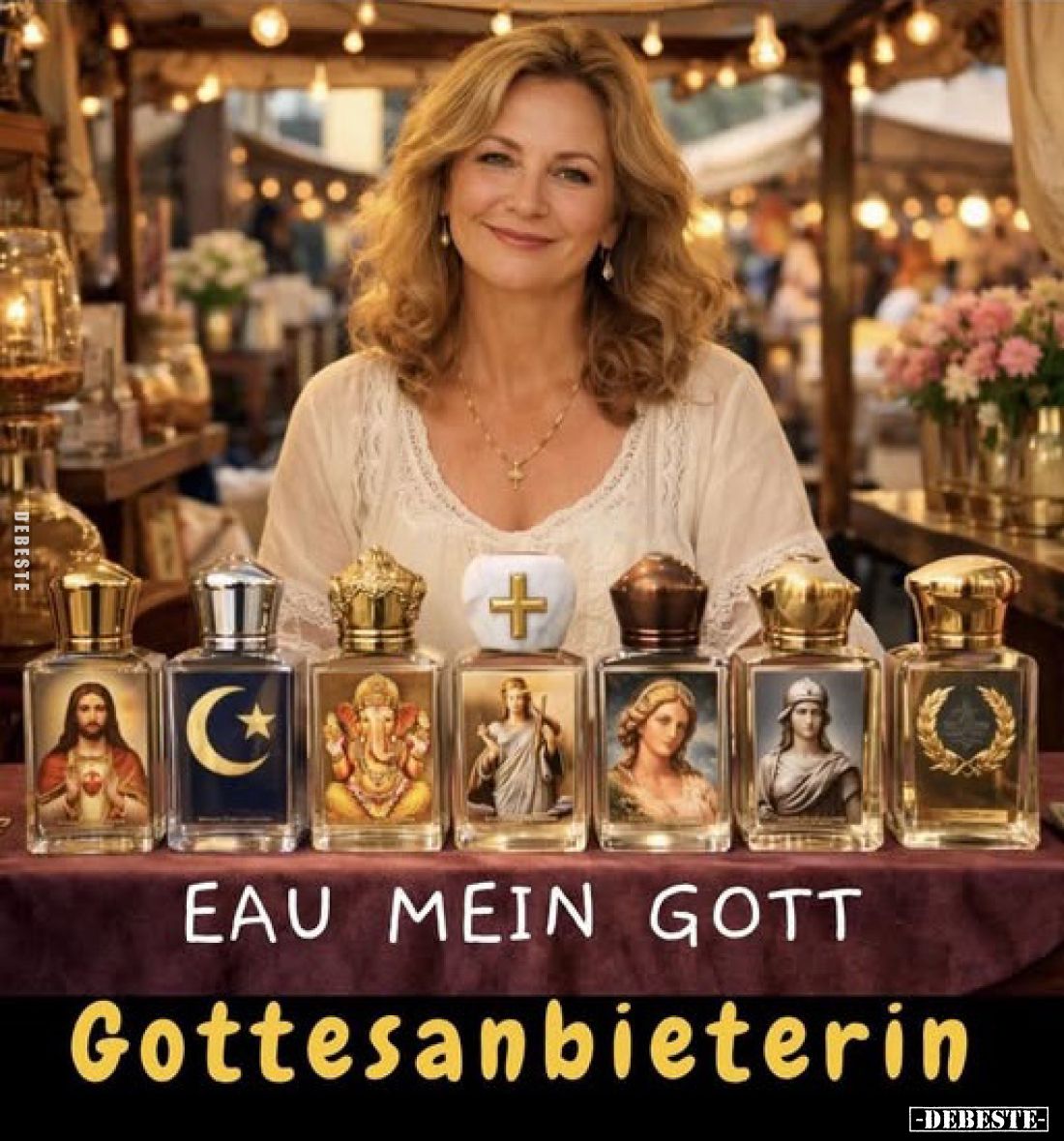 Eau mein Gott. Gottesanbieterin.