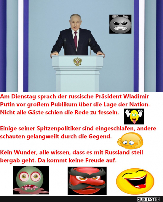 Putins sinnloses Geschwafel in der Rede an die Nation - Lustige Bilder | DEBESTE.de