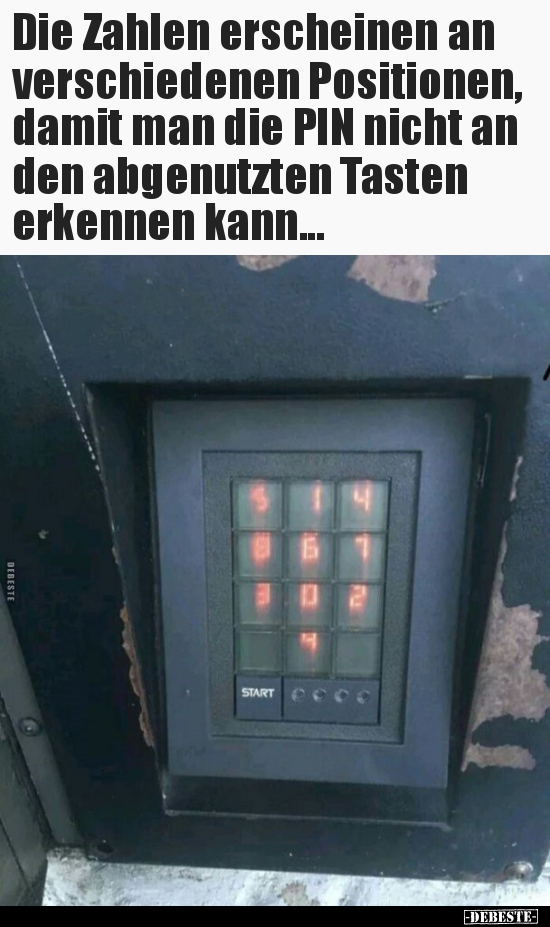 Die Zahlen erscheinen an verschiedenen Positionen, damit..