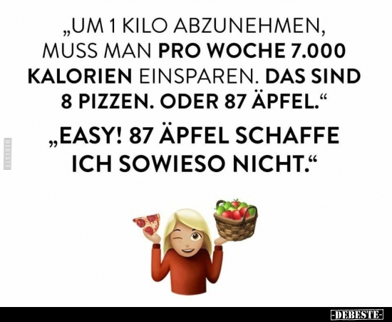 Um 1 Kilo abzunehmen, muss man 7000 Kalorien einsparen...