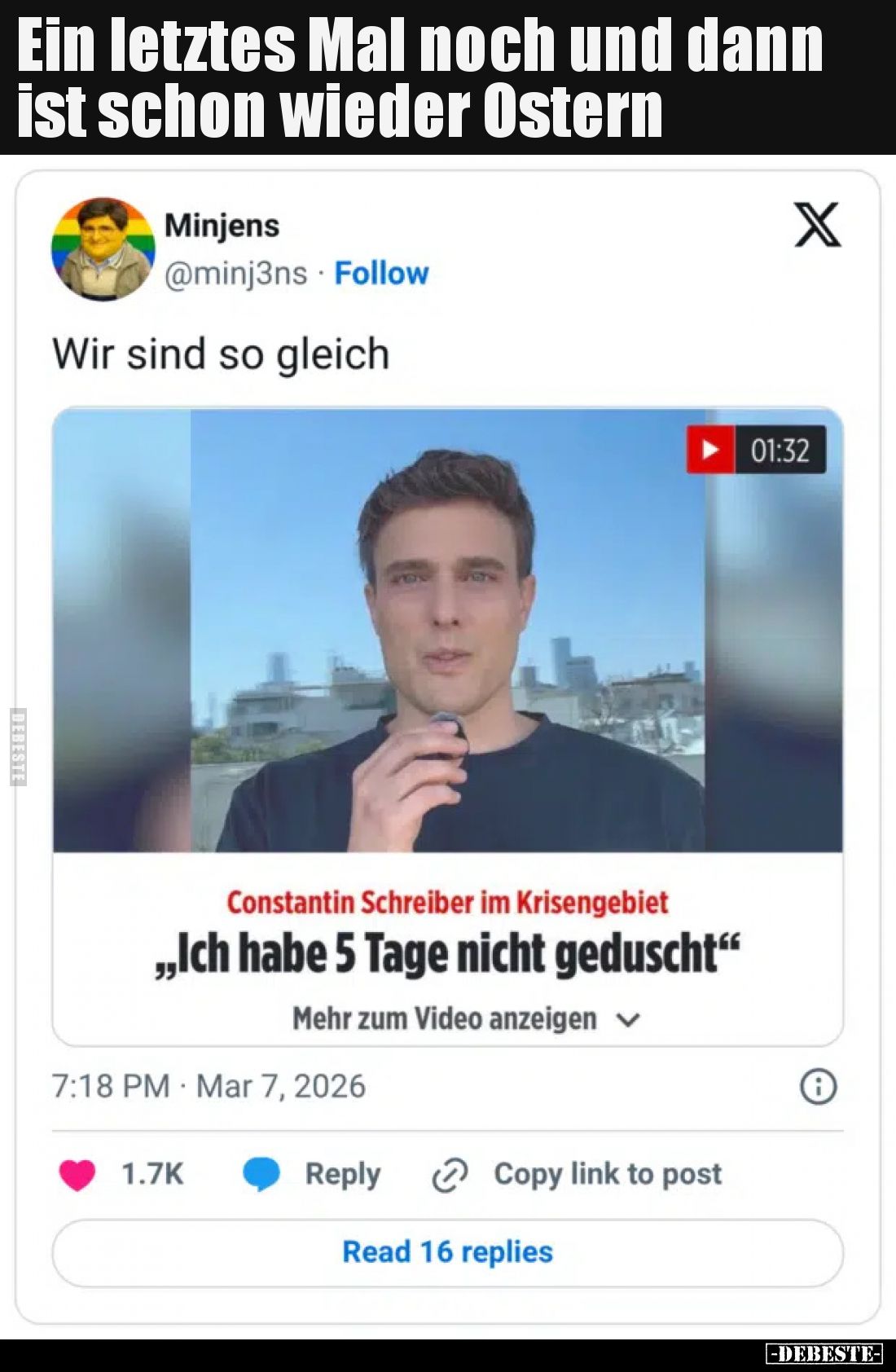 Ein letztes Mal noch und dann ist schon wieder Ostern..