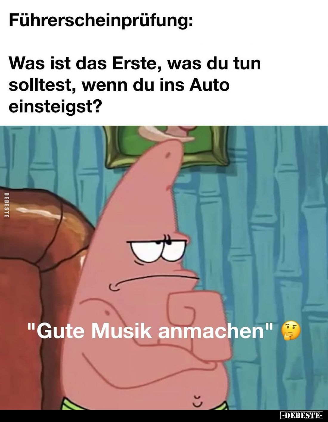 Führerscheinprüfung:
Was ist das Erste, was du tun solltest, wenn du ins Auto einsteigst?