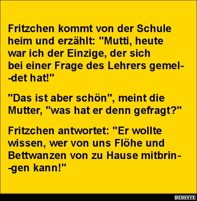 Fritzchen kommt von der Schule heim und erzählt.. - Lustige Bilder | DEBESTE.de