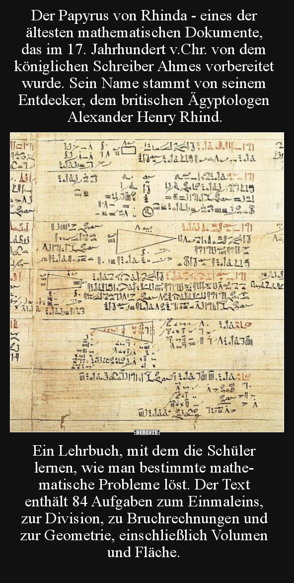 Der Papyrus von Rhinda - eines der ältesten mathematischen.. - Lustige Bilder | DEBESTE.de