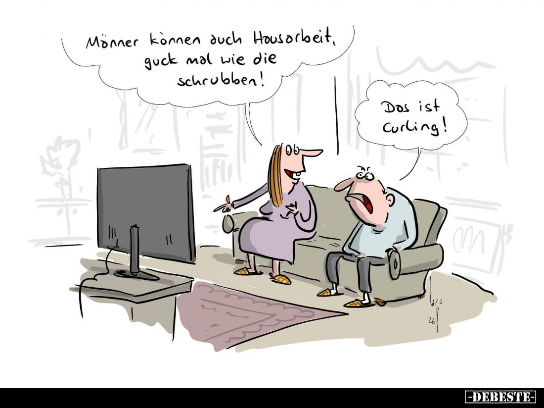 Männer können auch Hausarbeit, guck mal wie die schrubben! -
Das ist curling!