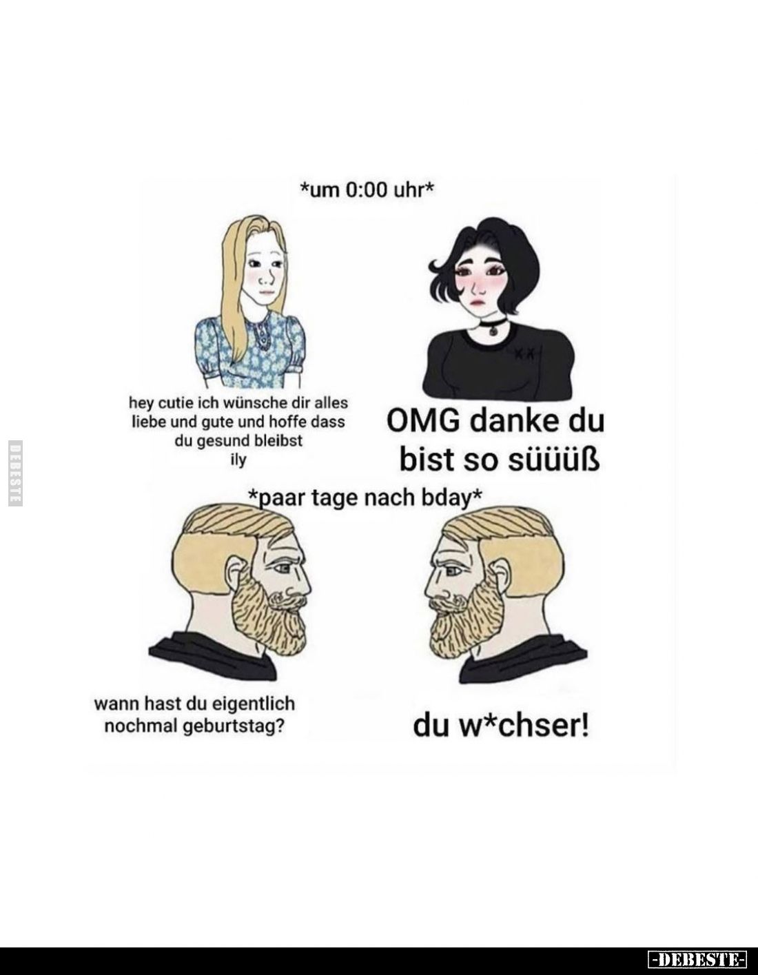 Um 0:00 Uhr. -
Hey cutie ich wünsche dir alles Liebe und Gute und hoffe dass du gesund bleibst. -
OMG danke du bist so süüü...