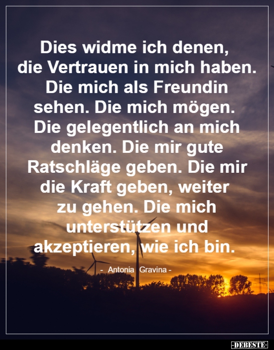 Dies widme ich denen, die Vertrauen in mich haben..