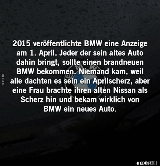 2015 veröffentlichte BMW eine Anzeige am 1. April.. - Lustige Bilder | DEBESTE.de