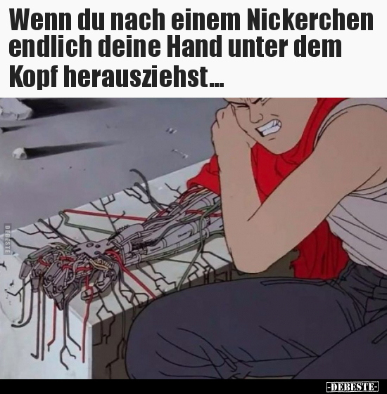 Wenn du nach einem Nickerchen endlich deine Hand unter dem..