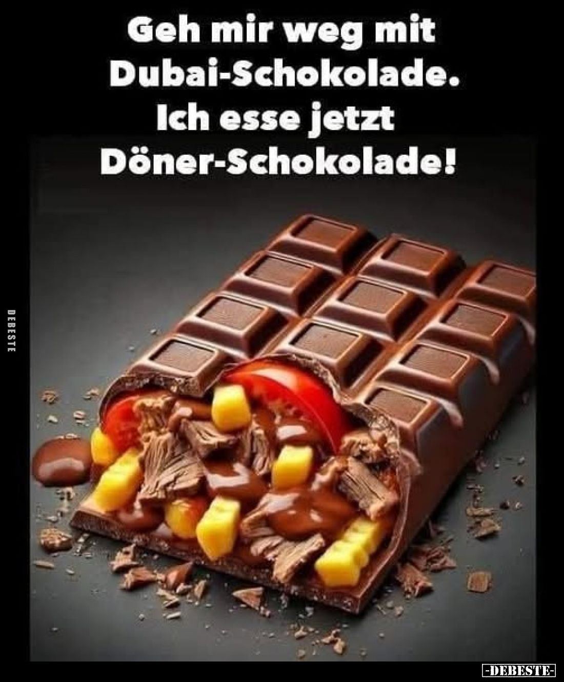 Geh mir weg mit Dubai-Schokolade.
Ich esse jetzt Döner-Schokolade!
