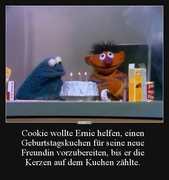 Cookie wollte Ernie helfen, einen Geburtstagskuchen für.. - Lustige Bilder | DEBESTE.de
