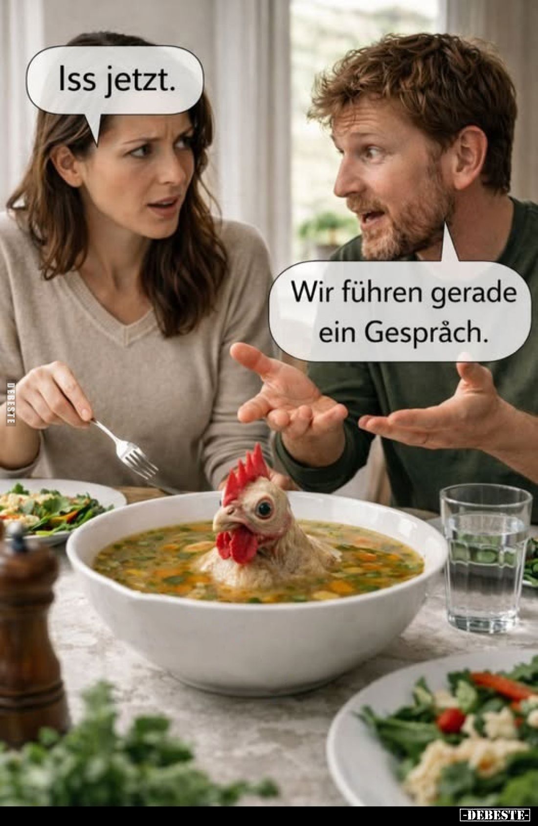 Iss jetzt.
-
Wir führen gerade ein Gespråch.