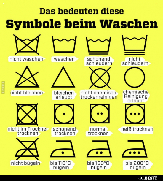 Das bedeuten diese Symbole beim Waschen.. - Lustige Bilder | DEBESTE.de