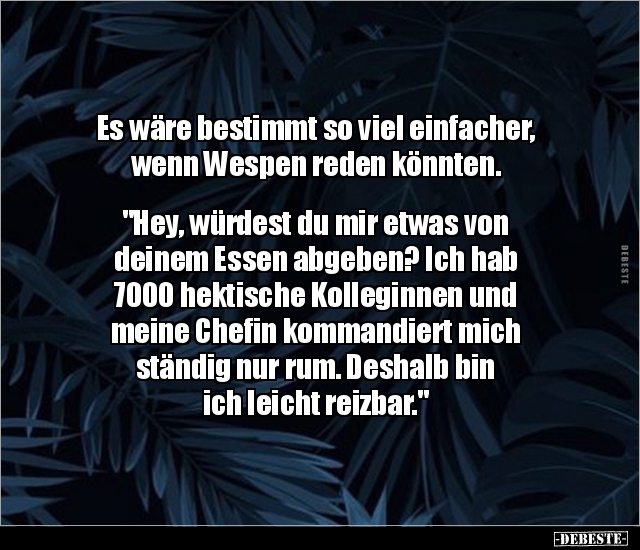 Es wäre bestimmt so viel einfacher, wenn Wespen reden.. - Lustige Bilder | DEBESTE.de