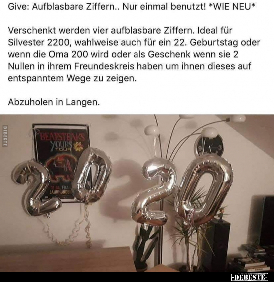 Give: Aufblasbare Ziffern.. Nur einmal benutzt!.. - Lustige Bilder | DEBESTE.de