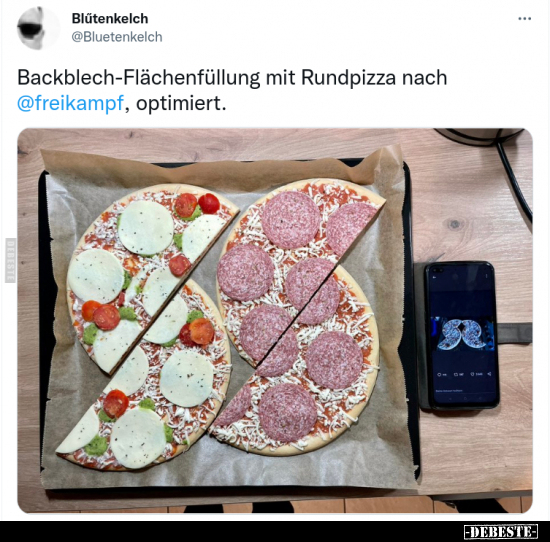 Backblech-Flächenfüllung mit Rundpizza nach.. - Lustige Bilder | DEBESTE.de