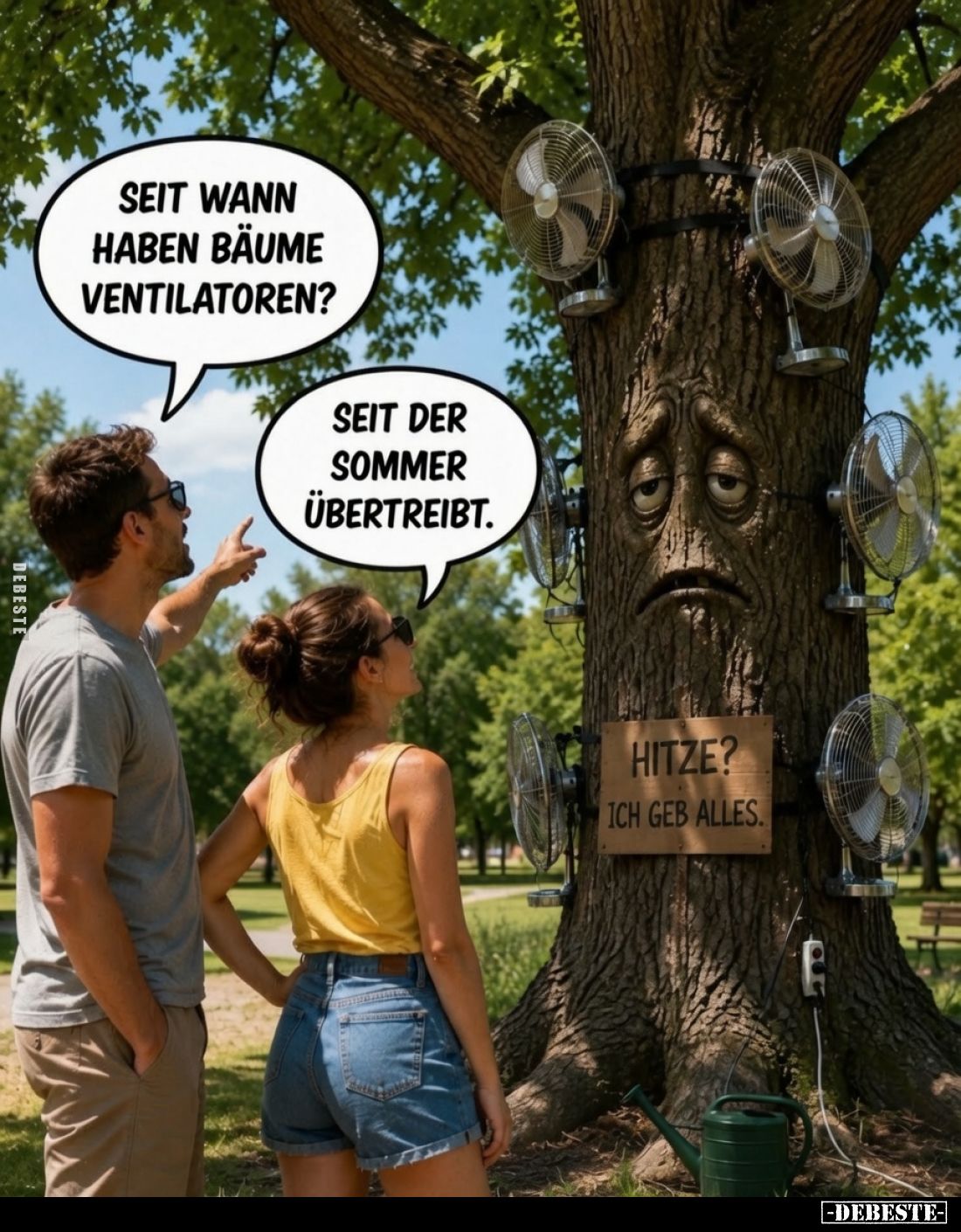 Seit wann haben Bäume Ventilatoren? -
Seit der Sommer übertreibt.
