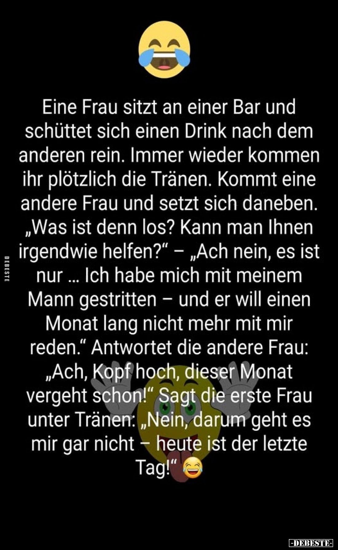 Eine Frau sitzt an einer Bar und schüttet sich einen Drink nach dem anderen rein. Immer wieder kommen ihr plötzlich die Träne...