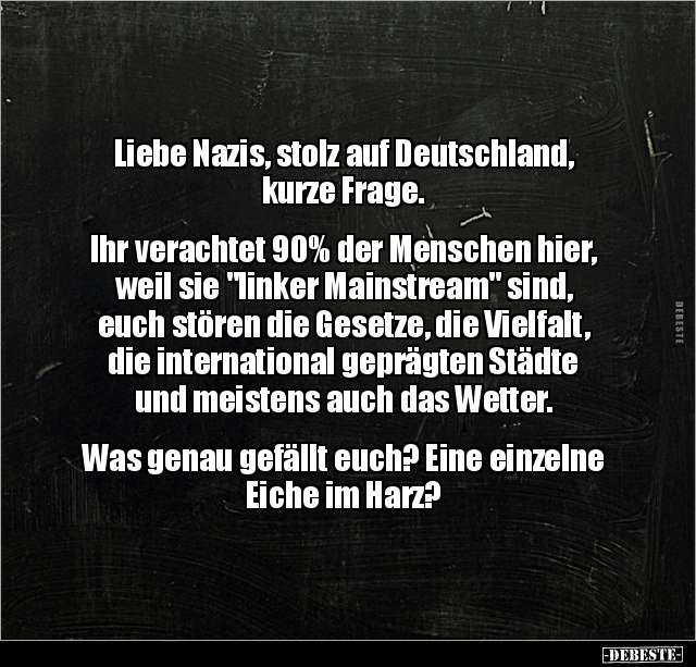 Liebe Nazis, stolz auf Deutschland, kurze Frage... - Lustige Bilder | DEBESTE.de