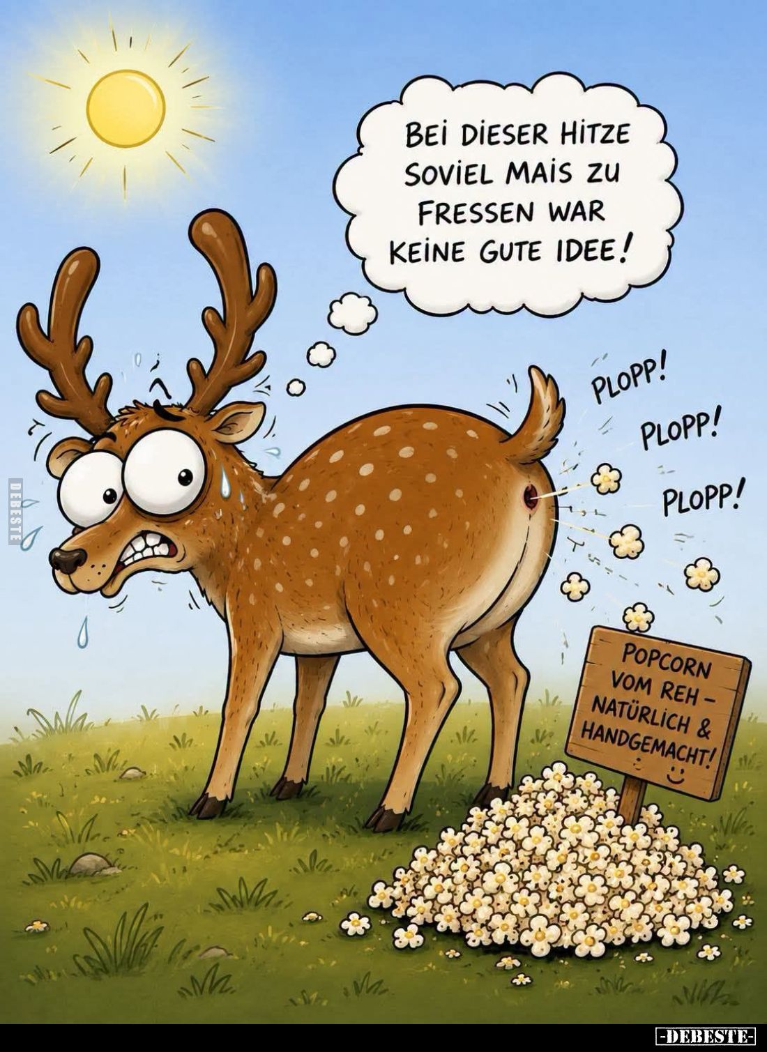 Bei dieser Hitze soviel Mais zu fressen war keine gute Idee!