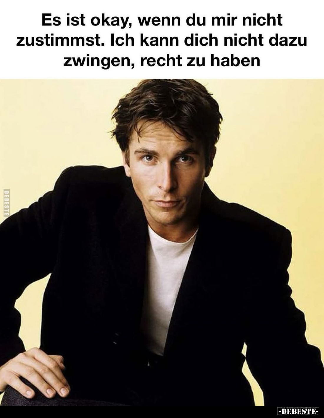 Es ist okay, wenn du mir nicht zustimmst. Ich kann dich nicht dazu zwingen, recht zu haben.