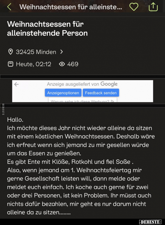 Weihnachtsessen für alleinstehende Person.. - Lustige Bilder | DEBESTE.de