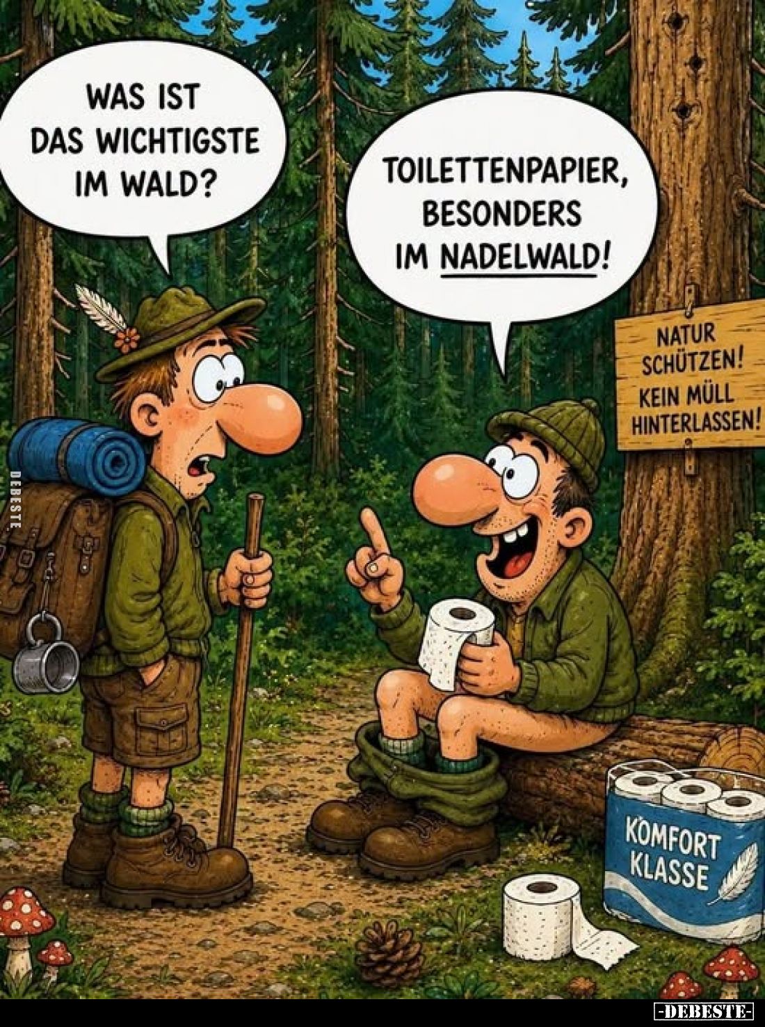 Was ist das Wichtigste im Wald?
-
Toilettenpapier, besonders im Nadelwald!