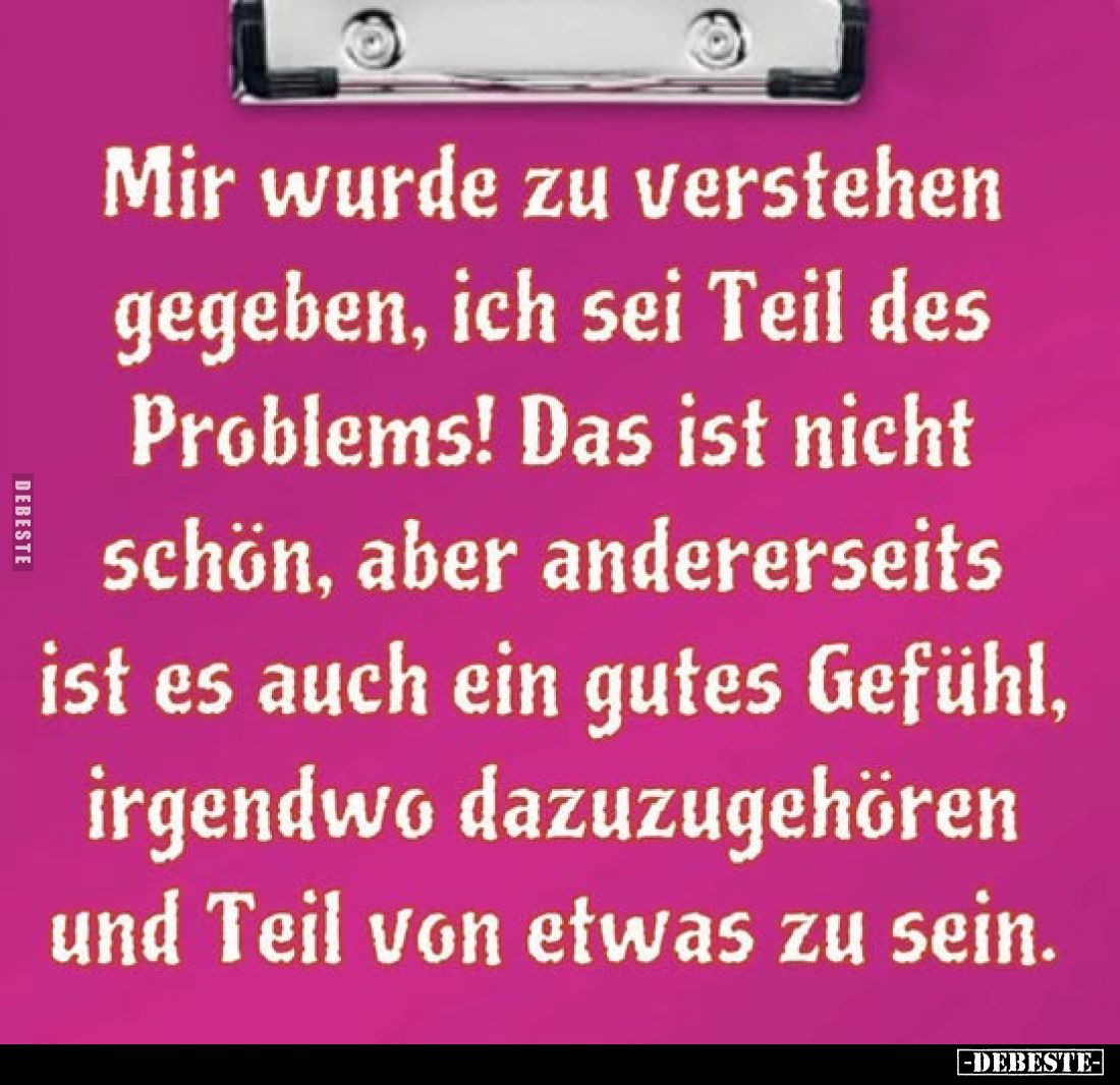 Mir wurde zu verstehen gegeben, ich sei Teil des Problems!.. - Lustige Bilder | DEBESTE.de