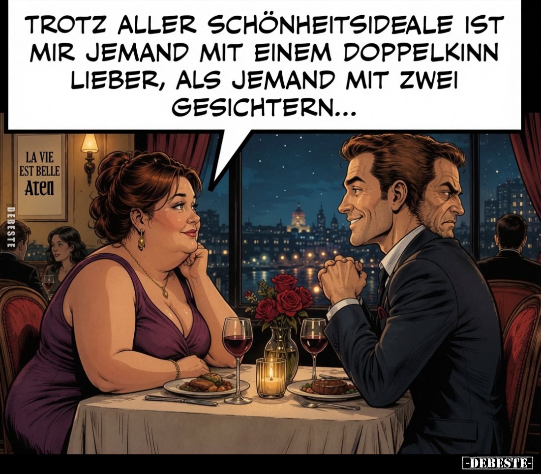 Trotz aller Schönheitsideale ist mir jemand mit einem Doppelkinn lieber, als jemand mit zwei Gesichtern...