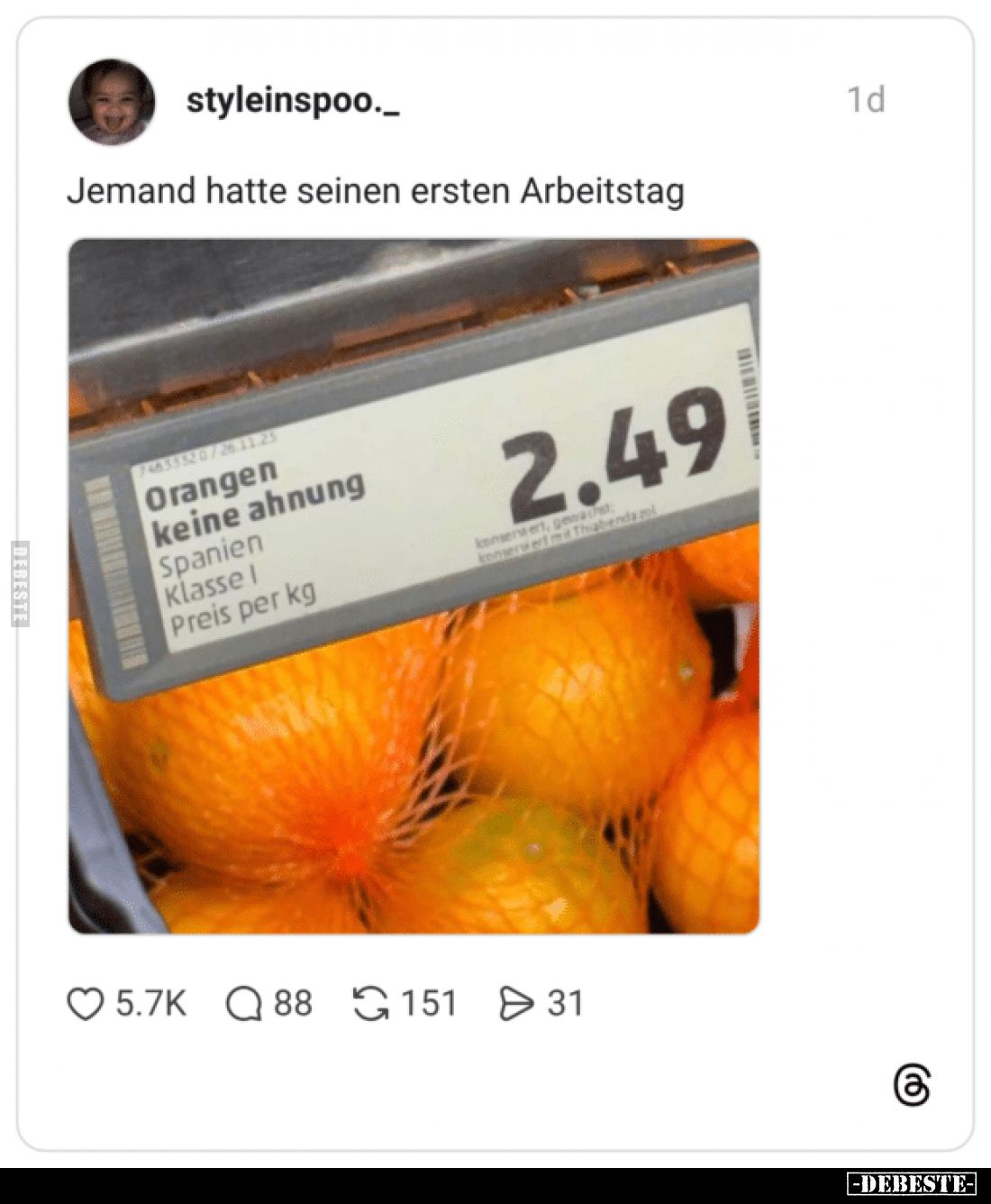 Jemand hatte seinen ersten Arbeitstag