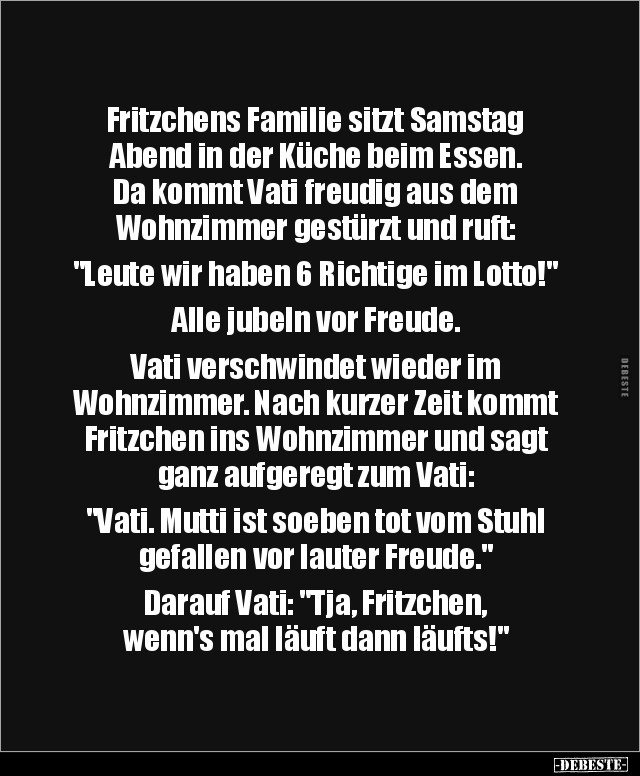 Fritzchens Familie sitzt Samstag Abend in der Küche beim.. - Lustige Bilder | DEBESTE.de