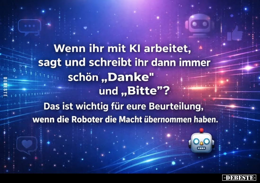 Wenn ihr mit KI arbeitet, sagt und schreibt ihr dann immer schön „Danke“ und „Bitte“?
Das ist wichtig für eure Beurteilung, ...