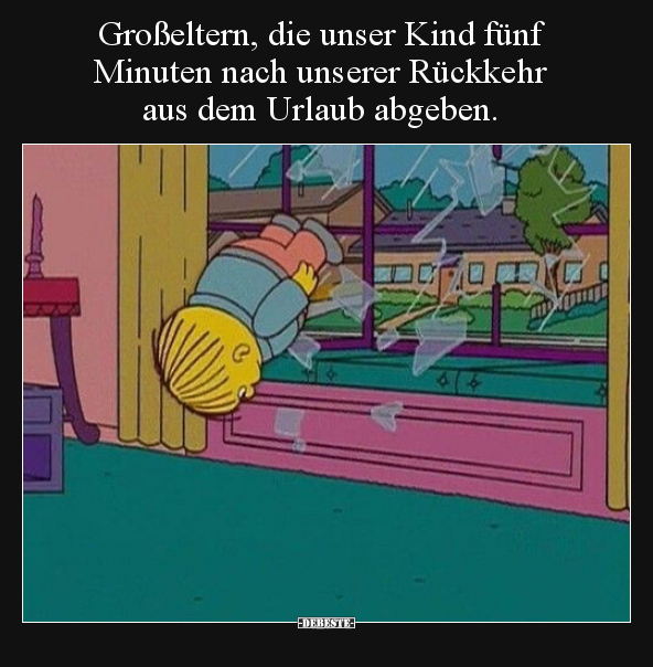 Großeltern, die unser Kind fünf Minuten nach unserer..